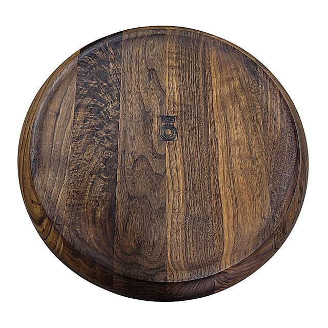Andrew Pearce Hand Crafted Black Walnut Round Serving Platter For Sale - Image 10 of 11