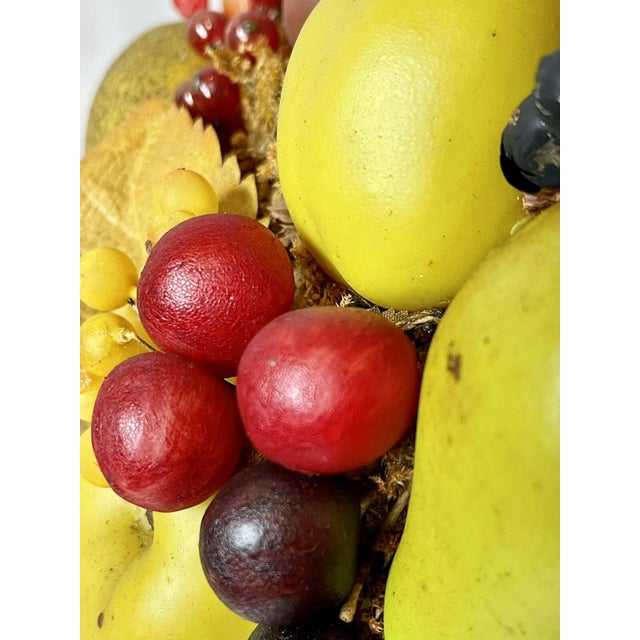 Transparent LARGE Antique Victorian Mantel Clock Glass Dome WAX FLOWER BASKET Rare Folk Art For Sale - Image 8 of 18