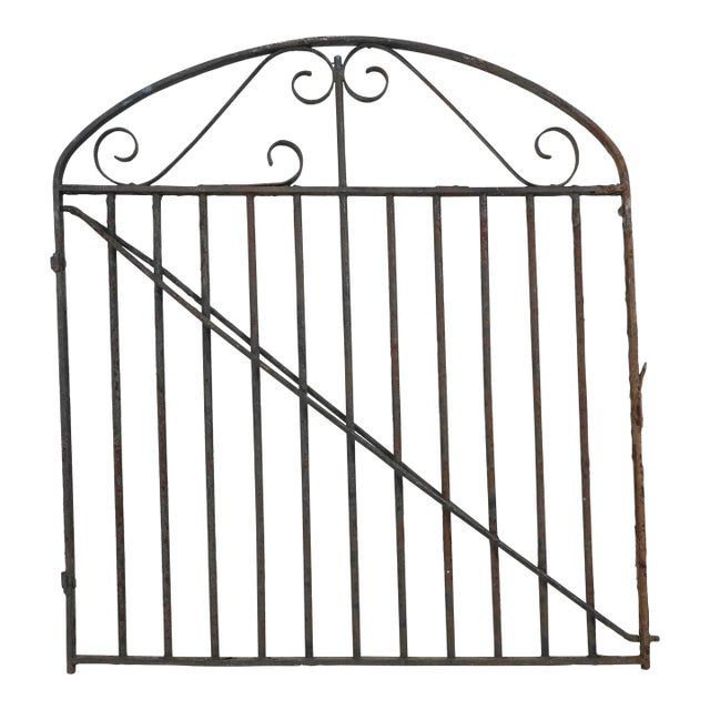 Antique Wrought Iron Arched Garden Gate For Sale