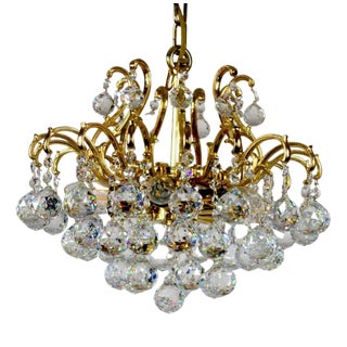 Brass & Lead Crystal Chandelier from Schröder and Co., 1970s For Sale