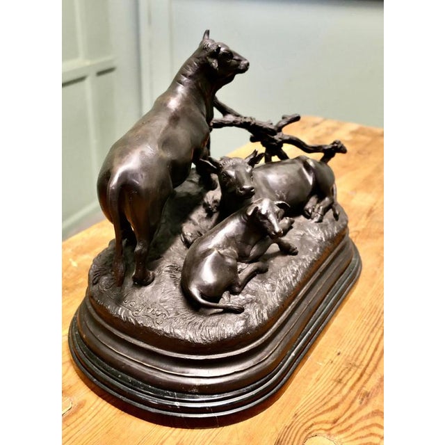 After Jules Moigniez, The Bovine Family, Bronze For Sale - Image 4 of 7