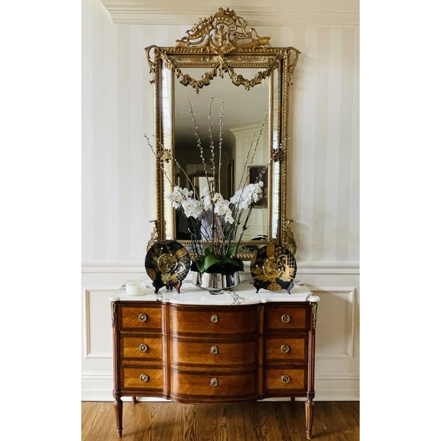 Wood 19Th Century Louis XVI Style, Console, Wall Mirror, Gilt Wood, For Sale - Image 7 of 13