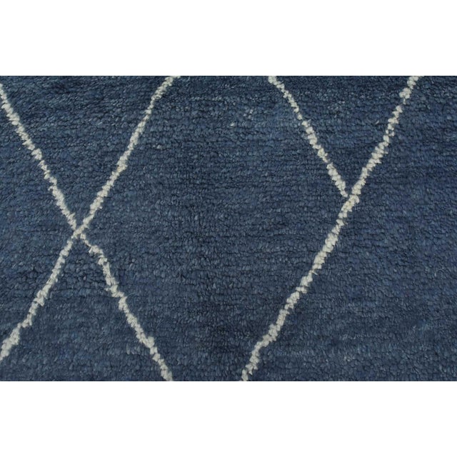 Textile Moroccan Rug 8'4'' X 10' Blue Wool Contemporary Hand-Knotted Carpet For Sale - Image 7 of 12