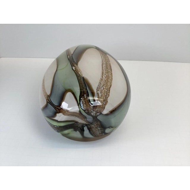 Hand-Blown Art Glass Vase, Cream Green & Brown Modern Design For Sale In New York - Image 6 of 10