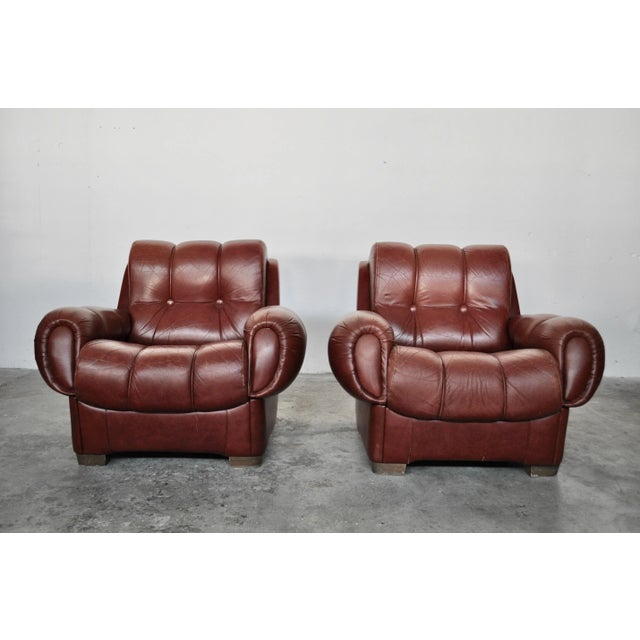 Set of Vintage Italian Leather Sofas, 1970s For Sale - Image 6 of 6
