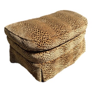 Custom Skirted Leopard Print Ottoman For Sale