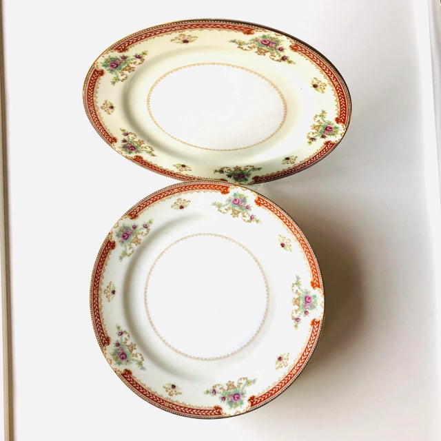 Victorian Vintage Mn "Cynthia" Floral Design Fine China Dinner Plates- Set of 7 For Sale - Image 3 of 5