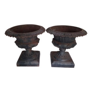 Vintage Cast Iron Planters - a Pair For Sale