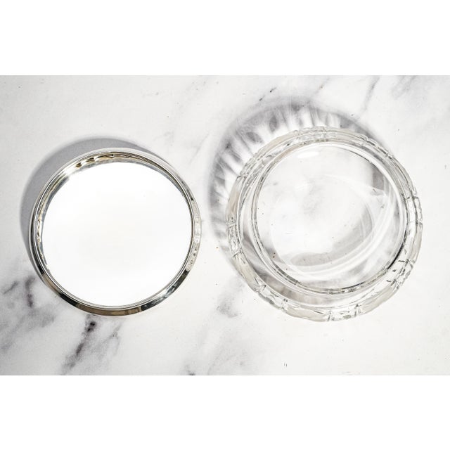 Stunning Large Art Deco Antique Crystal Jewelry Box Sterling Silver Lid Vanity Jar Luxury Home Decor For Sale - Image 12 of 14