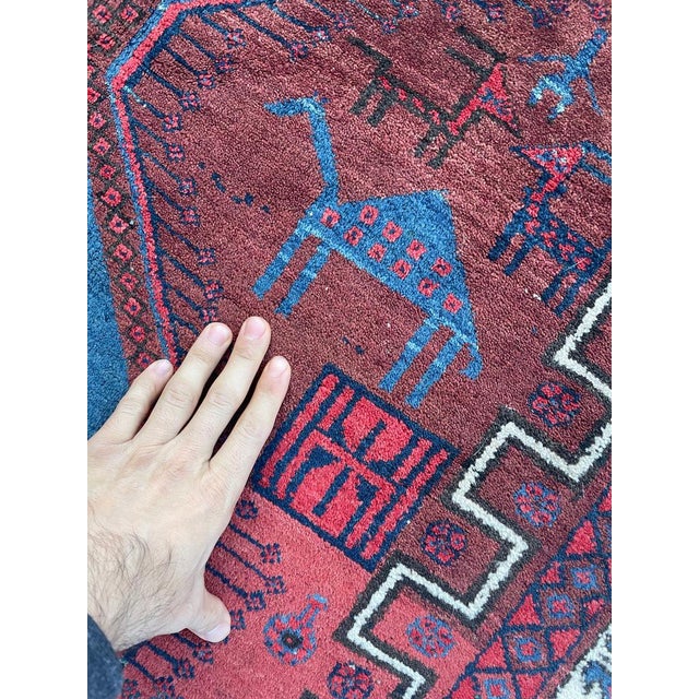 Vintage Village Life Woven Throughout Shiraz Rug 4.6 x 6.9 For Sale - Image 10 of 14