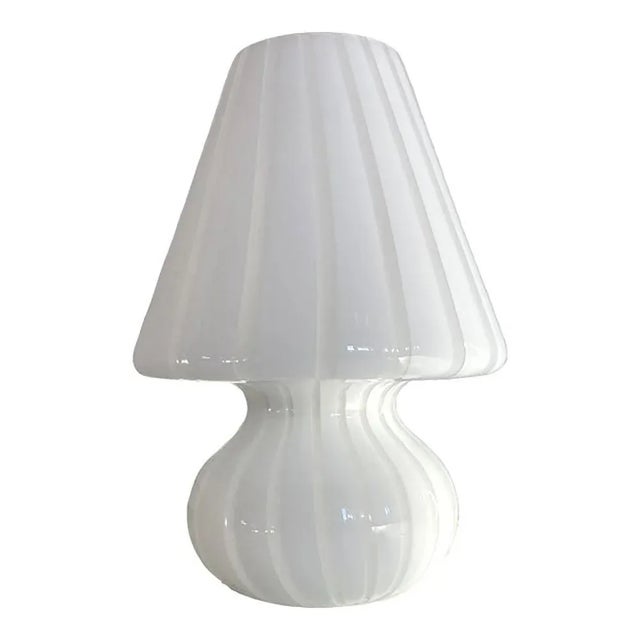 Modern Striped Milky-White Fungo Murano Glass Style Table Lamp by Simoeng For Sale - Image 9 of 9