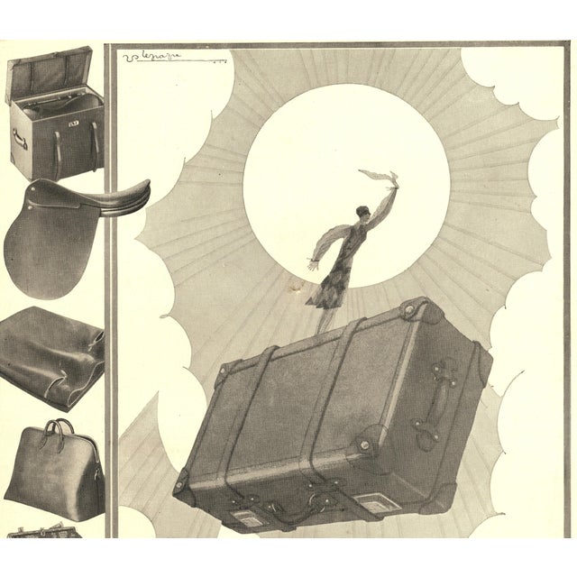 This is a RARE early 1926 French Art Deco advertisement print for leather products made under the iconic HERMES label. It...