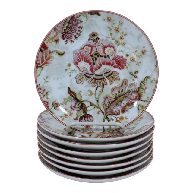 Abstract Botanical Small Plates, Set of 8 For Sale