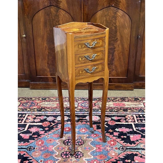 Louis XV Bedside Table in Rosewood and Oak, 1970s For Sale - Image 4 of 9