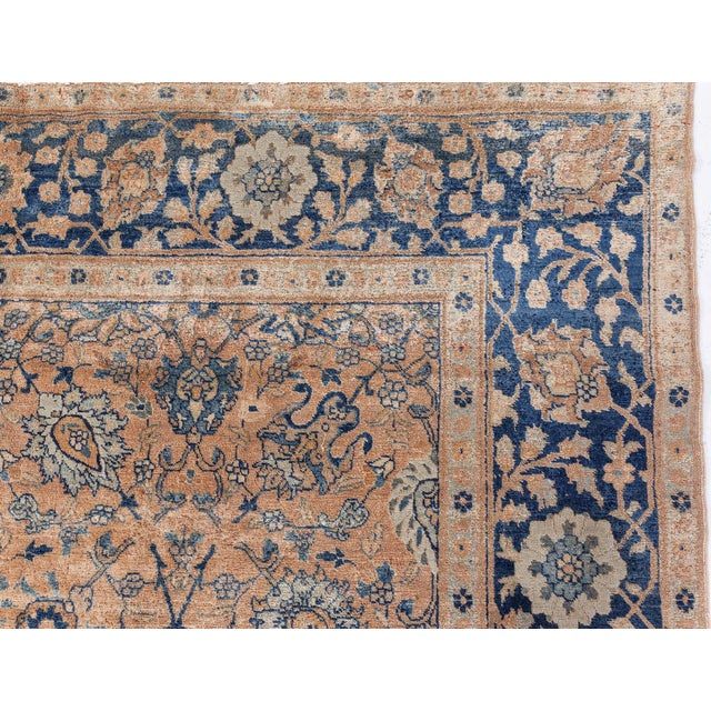 Antique Persian Tabriz Handwoven Wool Rug For Sale - Image 4 of 8