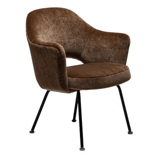 Model 71 Dining Chair in Deep Brown Mohair by Eero Saarinen for Knoll, 1960s For Sale