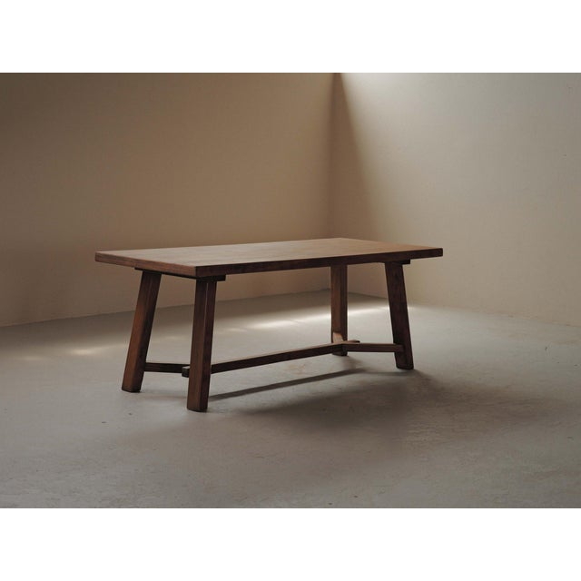 Brutalist Oak Dining Table, France, 1970s For Sale - Image 16 of 18