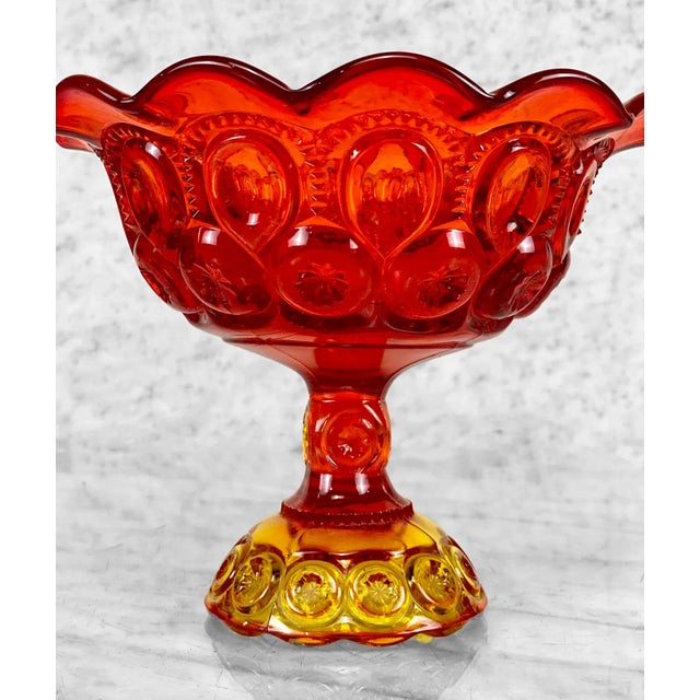 Glass Vintage Victorian Orange Red Amberina Glass Compote Bowl For Sale - Image 7 of 10
