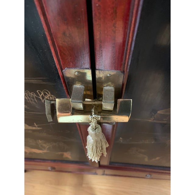 1990s Vintage Chinoiserie Chest With Brass Lock For Sale - Image 11 of 18