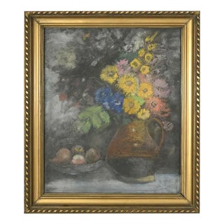Still Life with Flowers, 20th Century, Pastel on Cardboard For Sale
