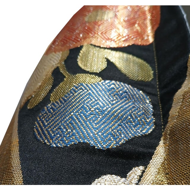 Japanese Silk Obi Bolster Pillow, Hand-Crafted, 1920s For Sale - Image 11 of 15