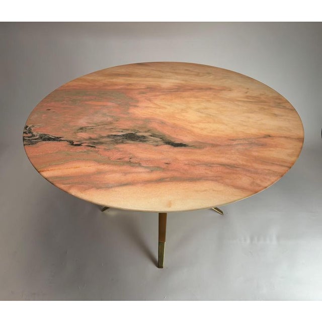 Mid-Century Round Table with Marble Top from Melchiorre Bega, 1950s For Sale - Image 4 of 12