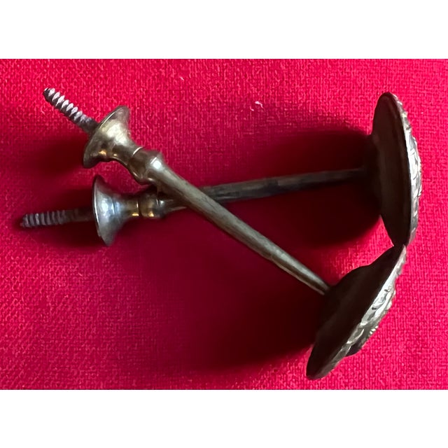 Brass Antique Early 19th Century American Federal Neoclassical Brass Mirror Supports or Drapery Curtain Tie Backs 1810 - 1820 - A Pair For Sale - Image 8 of 15