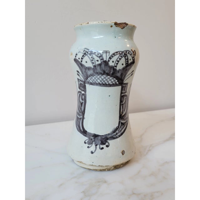 Antique White 19th Century Antique Spanish Pharmacy Jar, Known as an Albarelos For Sale - Image 8 of 8