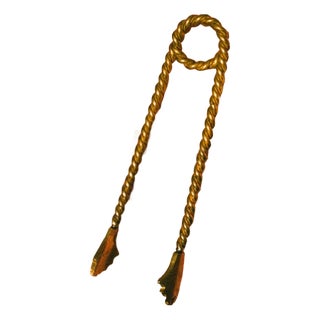Vintage Twisted Brass Serving Tongs, 1940 For Sale