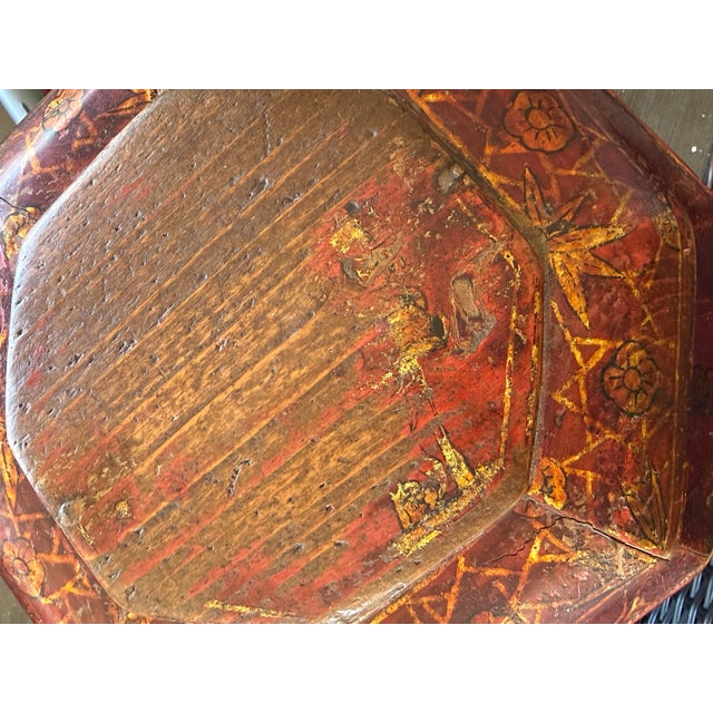 Antique Chinese Red and Gold Lacquer Octagonal Tiered Wedding Box For Sale - Image 9 of 12