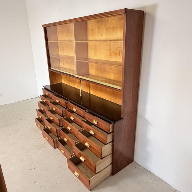 1950s Mid-Century Modern German Apothecary Cabinet in Mahogany, Formica & Brass, 1950s For Sale - Image 5 of 15