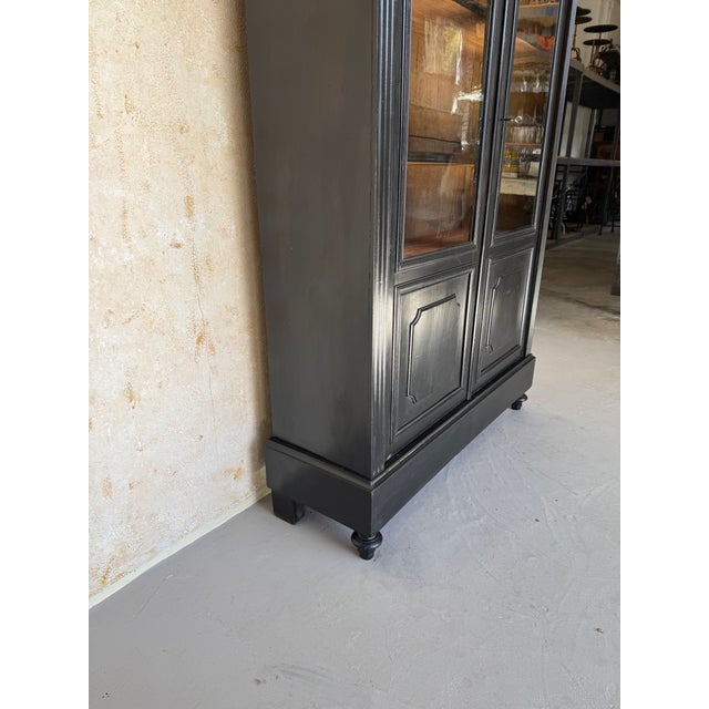 Late 19th Century French Napoleon III Style Ebonized Bookcase With Original Glass Doors For Sale - Image 10 of 18