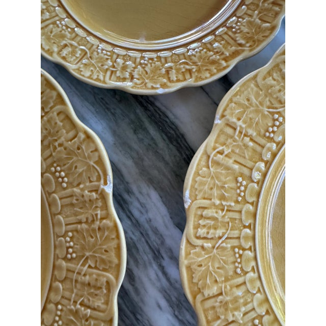 Ceramic Vintage Bordallo Pinheiro Grapevine Gold Plates - Set of 4 For Sale - Image 7 of 9