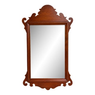 Vintage 1950's Statton TruType Americana Chippendale Wall Mirror in Cherry – Colonial Revival For Sale