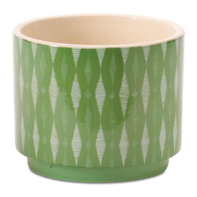 2020s Geometric Patterned Dolomite Planter (Set of 2) For Sale - Image 5 of 5
