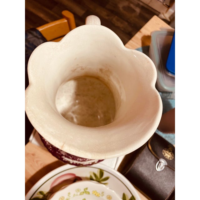 Late 19th Century Vintage/Antique Mixed Porcelain Decorative Pitcher, Washpan Pitcher, “Ewer”, Stamped Antique Collectable Double-Glazed Earthenware For Sale - Image 5 of 8