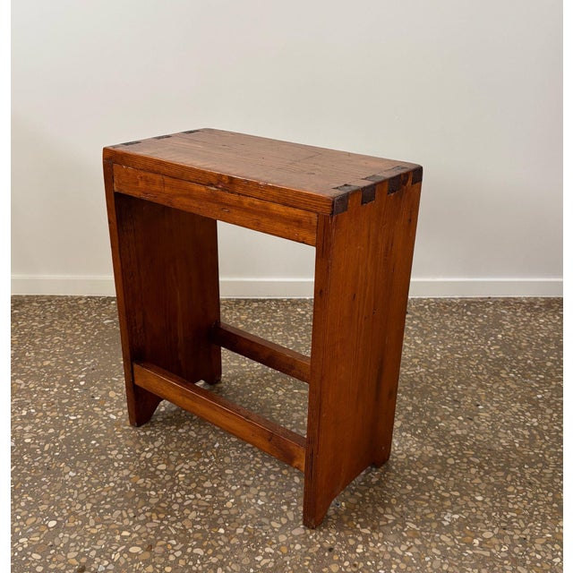 Brutalist Chalet Bench or Factory Stool in Pine, France, 1950s For Sale - Image 9 of 9