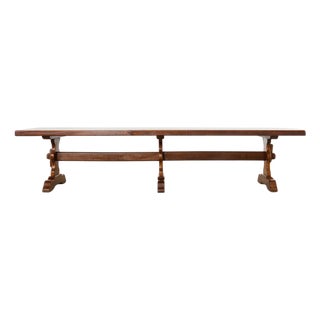 Monumental Country French Oak Farmhouse Triple Pedestal Dining Table For Sale