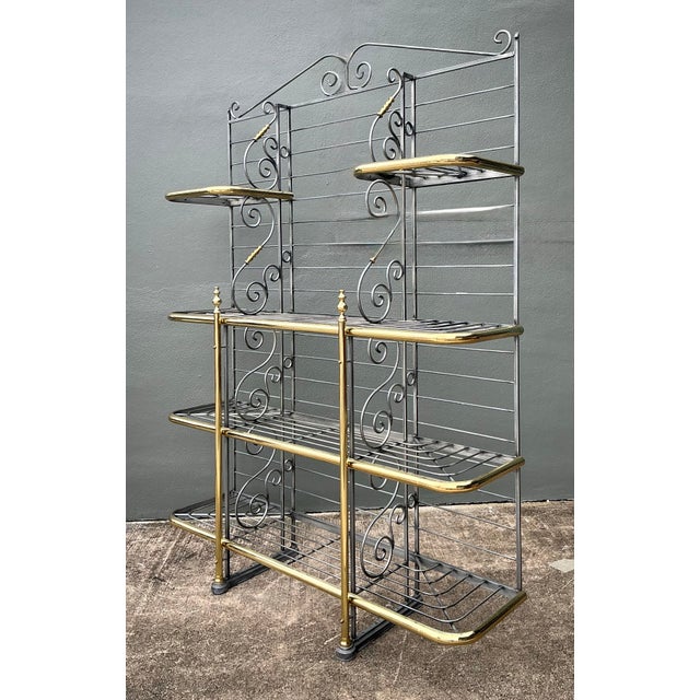 Vintage French Brass Rail Bakers Rack For Sale - Image 11 of 12