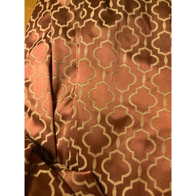 Oxblood Red Pair of Custom, High-End Designer-Grade Fabric Oxblood Drapery Panels / Curtains - Lined, Pinch Pleated and Heavily Gathered - Traditional Style For Sale - Image 8 of 9