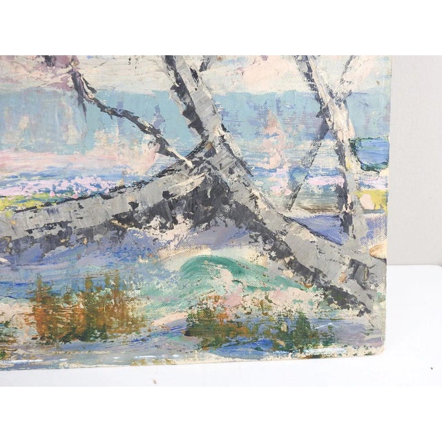 Mid 20th Century Vintage Modernist Coastal Landscape Painting For Sale - Image 5 of 8