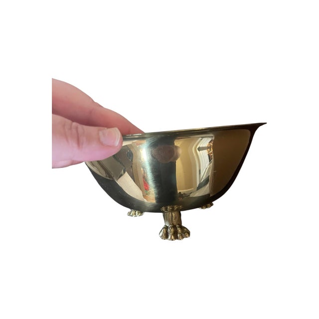 Charming polished brass bowl/small planter with gargoyle feet. About 7" in diameter and about 3" tall, bowl is about 2"...