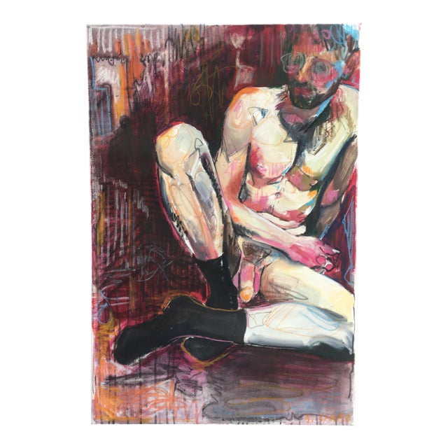 Nude Male in Socks Painting For Sale