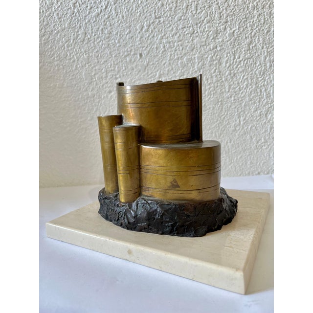 Charna Rickey, Bronze Abstract Space Age Book Sculpture LA California Modernist Charna Rickey For Sale