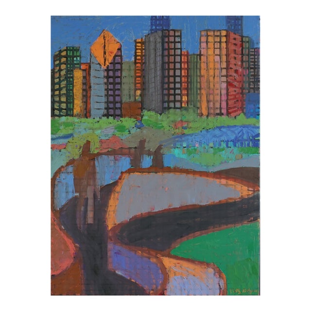 Walkway in Grant Park Expressionism Oil Painting For Sale
