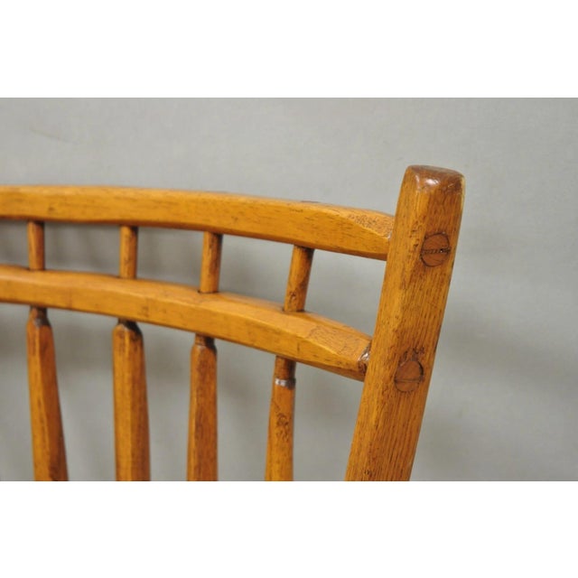 Vintage Hunt Country Furniture Pine Wood Writing Desk Windsor Chair W/ Drawer For Sale - Image 16 of 18