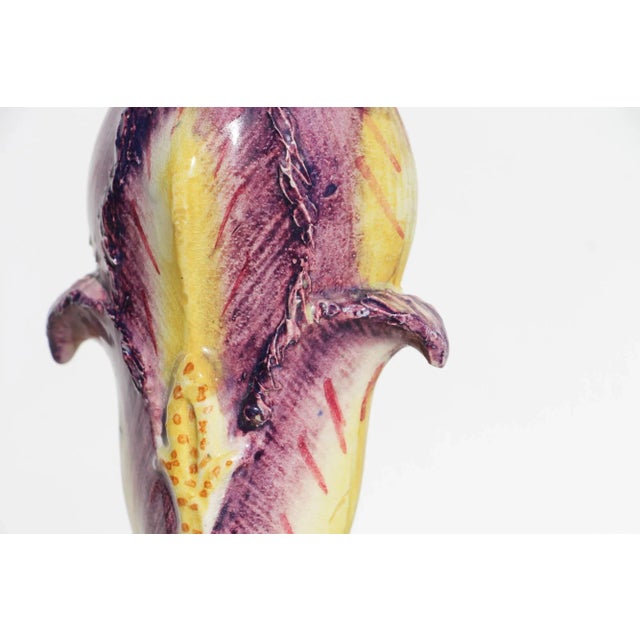 1900s Art Nouveau Majolica Iris French Vase For Sale - Image 6 of 13