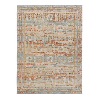 Rug & Kilim’s Modern Block Print Rug with Colorful Geometric Floral Medallions - 10x14 For Sale