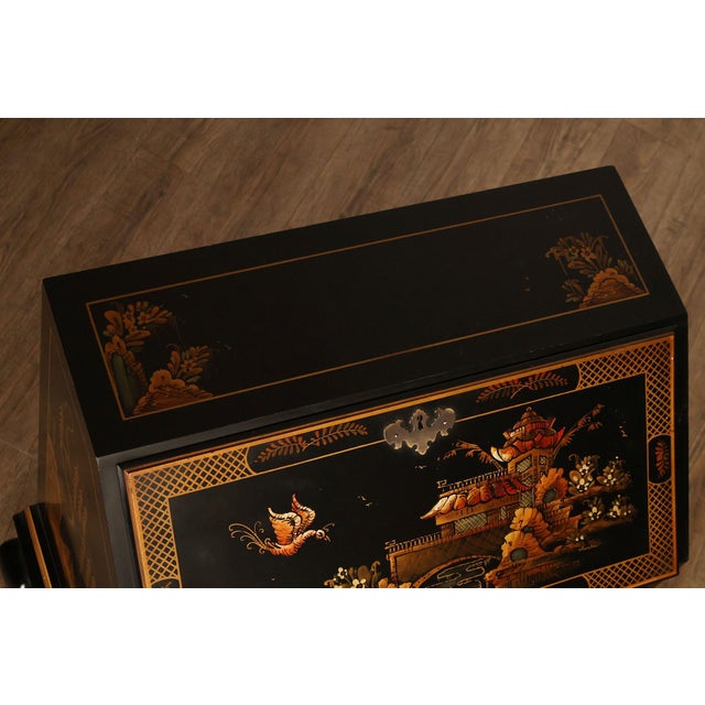 Queen Anne Style Chinoiserie Slant Front Writing Desk For Sale - Image 11 of 18