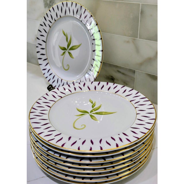 Ceramic Vintage Bernardaud Frivole Limoges Porcelain 11.75" Charger Plates - Set of 8 For Sale - Image 7 of 10
